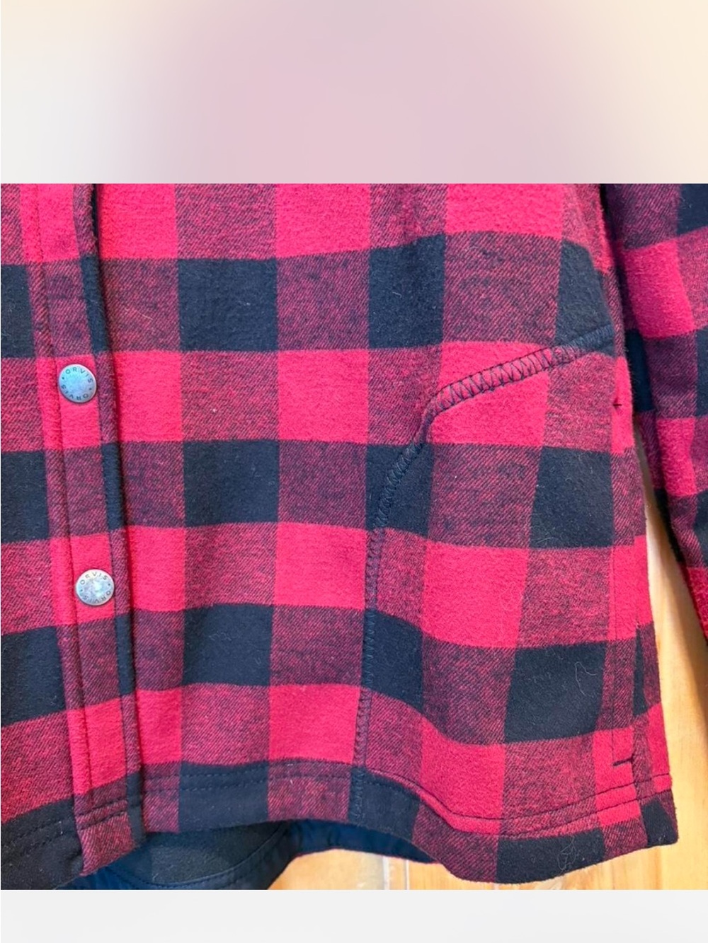 Orvis Red and Black Buffalo Plaid Soft Shirt Jacket - Picture 4 of 6